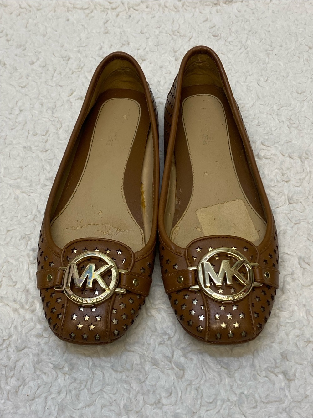 Michael Kors Fulton moccasin flats featuring MK gold logo women’s size 6.5